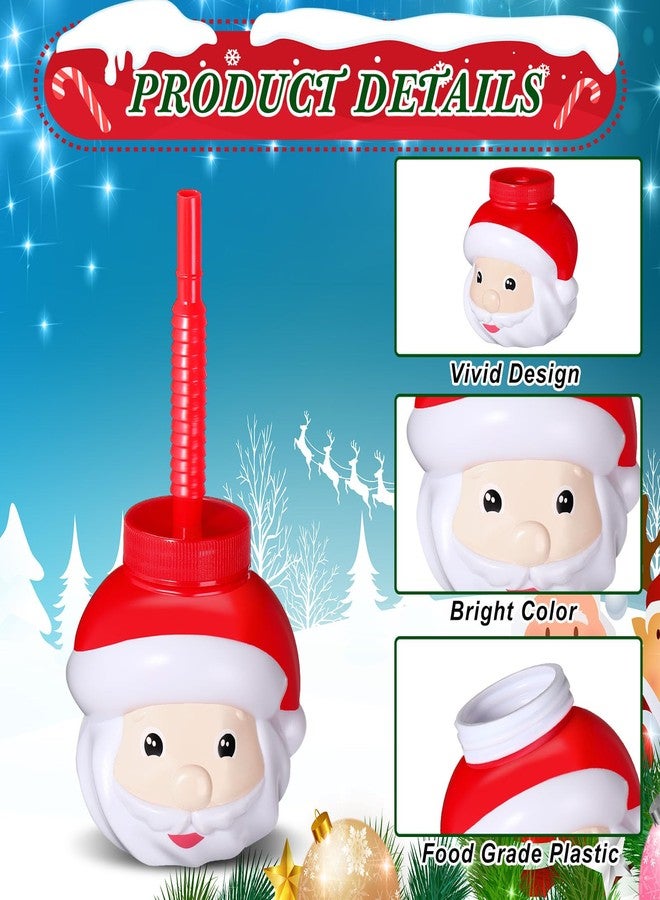 Sliner 12 Pack Christmas Party Favor Gift Cups with Straws and Lids,10 oz Christmas Plastic Cups Cute Santa Claus Elk Snowman for Winter Xmas Holiday Birthday Party Gifts Supplies - Image 3